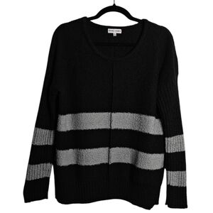 THYME + HONEY Black and Grey Tunic Sweater With Side Slits Size Large